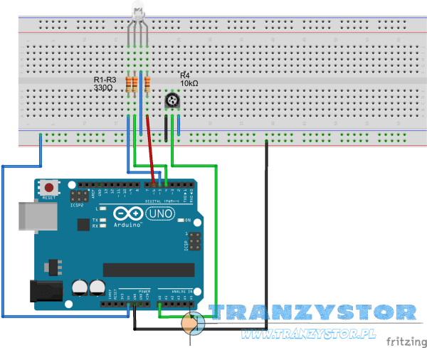 Arduino - Sterowanie diodą RGB