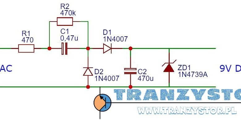 Zasilacz beztransformatorowy – 230V AC do 9V DC