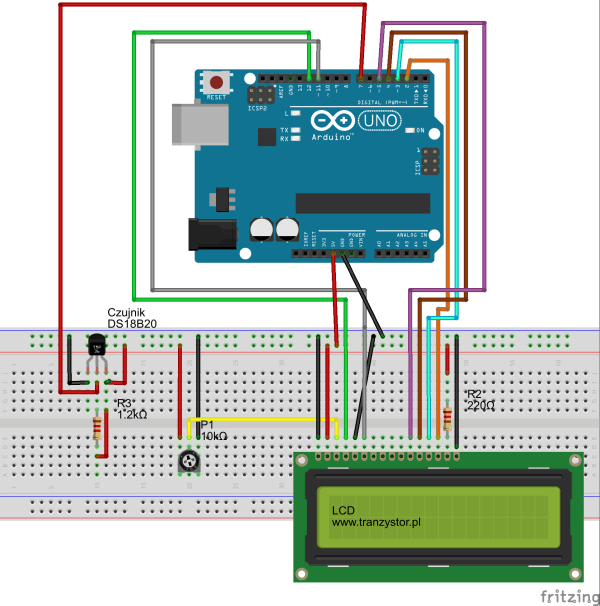 Arduino – Termometr z wyświetlaniem wartości na LCD
