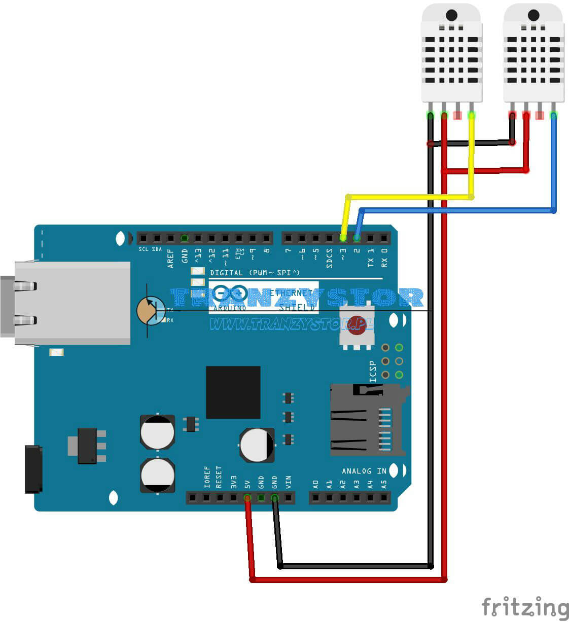 Arduino – DHT11 / DTH22 termometr LAN v2