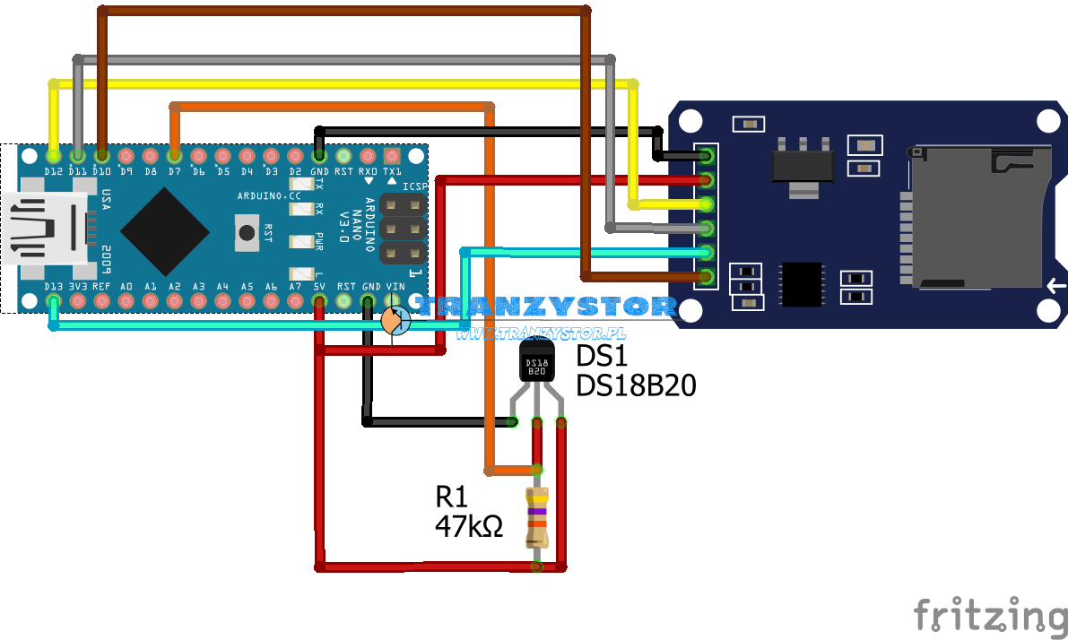 Arduino – DS18B20 zapis temperatury na karcie SD